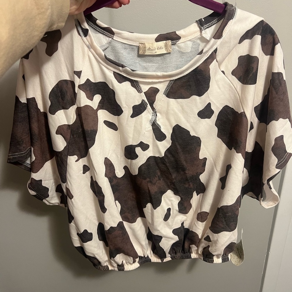 Brown Cow Print Top